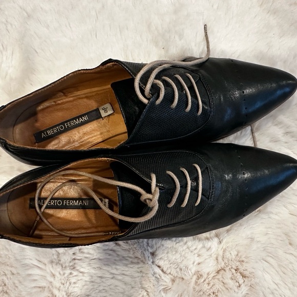 Alberto Fermani Black Leather Oxfords - Picture 6 of 6